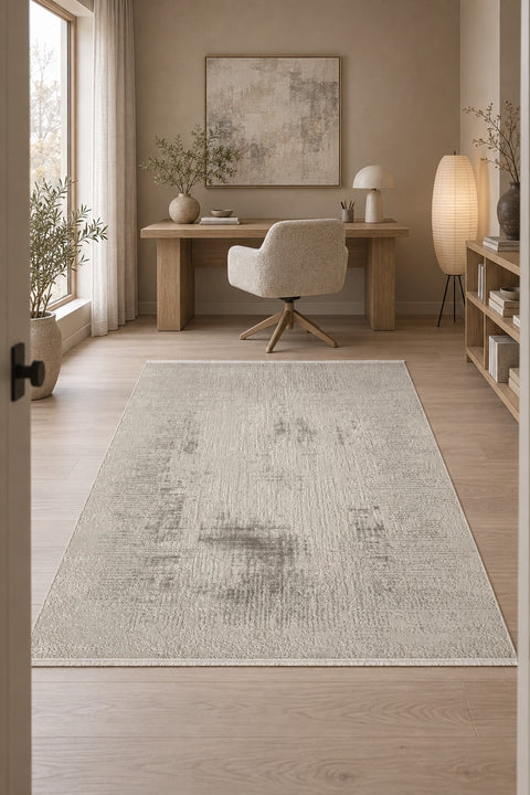 Striped Modern Area Rug – Gray in a office