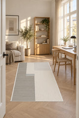 Striped Modern Area Rug – Gray in a office
