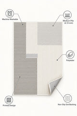 Striped Modern Area Rug – Gray – features