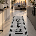 Striped Modern Kitchen Rug in a hallway