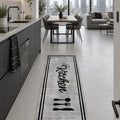 Striped Modern Kitchen Rug in a dining room