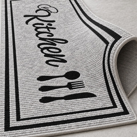 Striped Modern Kitchen Rug – texture close-up