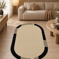 Striped Modern Kitchen Rug – Beige in a living room