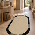 Striped Modern Kitchen Rug – Beige in a hallway