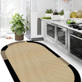 Striped Modern Kitchen Rug – Beige in a kitchen