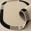 Striped Modern Kitchen Rug – Beige – texture close-up