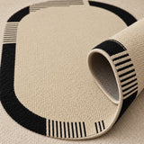 Striped Modern Kitchen Rug – Beige – texture close-up