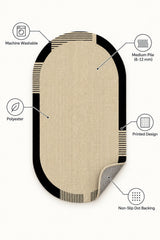 Striped Modern Kitchen Rug – Beige – features
