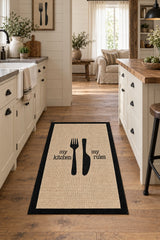 Striped Modern Kitchen Rug – Black in a kitchen