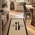 Striped Modern Kitchen Rug – Black in a dining room