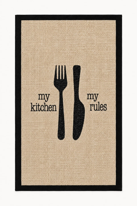 Striped Modern Kitchen Rug – Black
