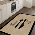 Striped Modern Kitchen Rug – Black in a kitchen