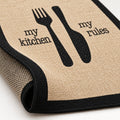 Striped Modern Kitchen Rug – Black – texture close-up