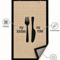 Striped Modern Kitchen Rug – Black – features