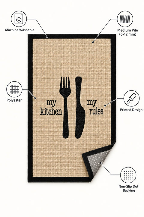 Striped Modern Kitchen Rug – Black – features
