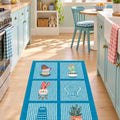 Striped Modern Kitchen Rug – Blue in a kitchen
