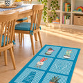 Striped Modern Kitchen Rug – Blue in a dining room