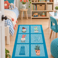 Striped Modern Kitchen Rug – Blue in a nursery