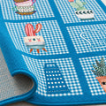Striped Modern Kitchen Rug – Blue – texture close-up