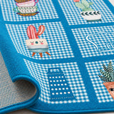 Striped Modern Kitchen Rug – Blue – texture close-up