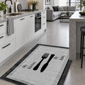 Striped Modern Kitchen Rug – Charcoal in a kitchen