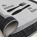 Striped Modern Kitchen Rug – Charcoal – texture close-up