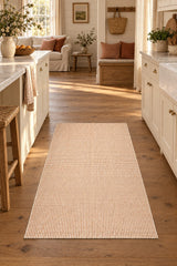 Striped Modern Kitchen Rug – Cream in a kitchen