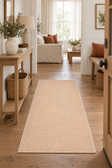 Striped Modern Kitchen Rug – Cream in a hallway