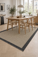 Striped Modern Kitchen Rug – Dark Gray in a dining room
