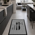 Striped Modern Kitchen Rug – Gray in a kitchen