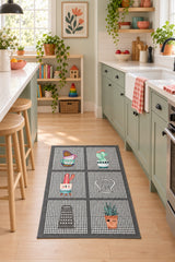 Striped Modern Kitchen Rug – Gray in a kitchen