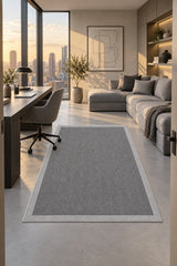 Striped Modern Kitchen Rug – Gray in a office