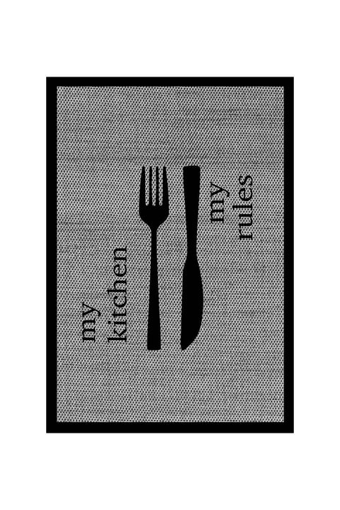 Striped Modern Kitchen Rug – Gray