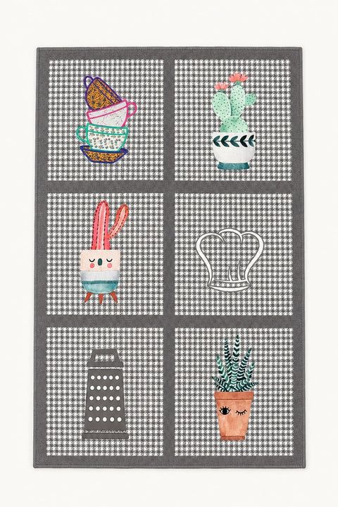 Striped Modern Kitchen Rug – Gray