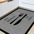 Striped Modern Kitchen Rug – Gray in a kitchen