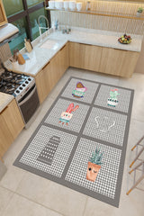 Striped Modern Kitchen Rug – Gray in a kitchen