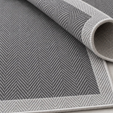 Striped Modern Kitchen Rug – Gray – texture close-up