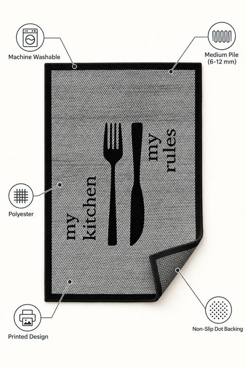 Striped Modern Kitchen Rug – Gray – features