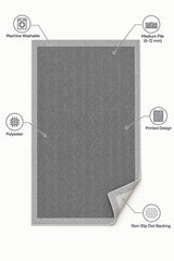 Striped Modern Kitchen Rug – Gray – features
