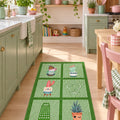 Striped Modern Kitchen Rug – Green in a kitchen