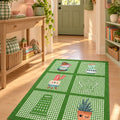 Striped Modern Kitchen Rug – Green in a hallway