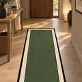 Striped Modern Kitchen Rug – Green 1 in a hallway