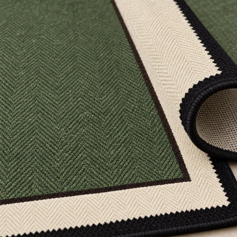 Striped Modern Kitchen Rug – Green 1 – texture close-up