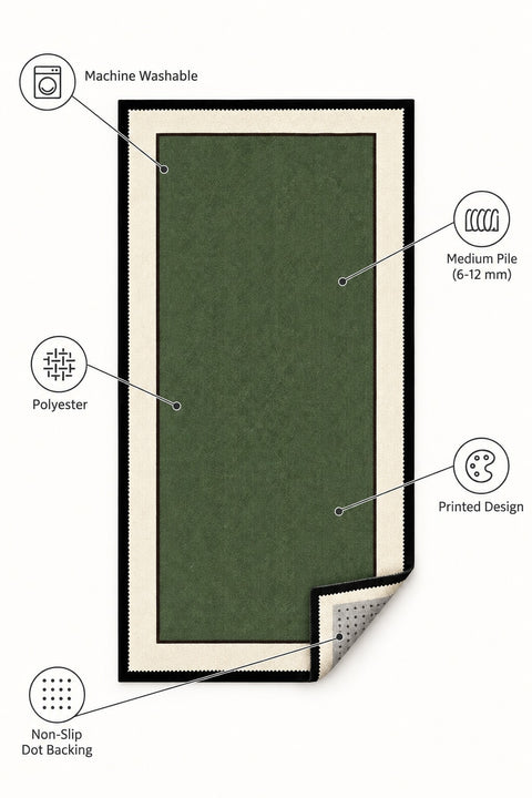 Striped Modern Kitchen Rug – Green 1 – features