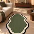 Striped Modern Kitchen Rug – Green 2 in a living room