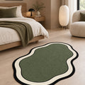Striped Modern Kitchen Rug – Green 2 in a bedroom