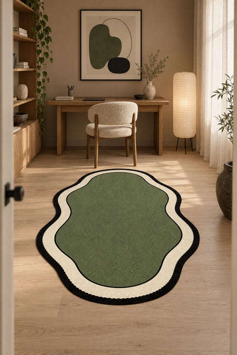 Striped Modern Kitchen Rug – Green 2 in a office