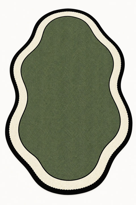 Striped Modern Kitchen Rug – Green 2