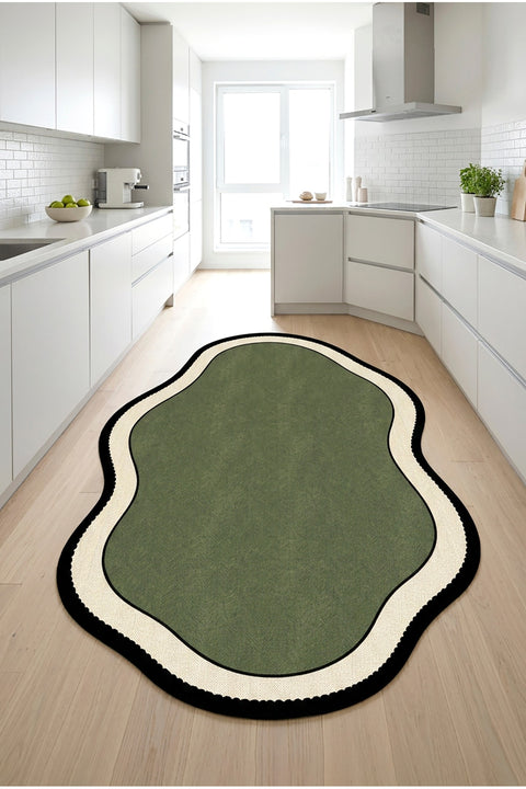 Striped Modern Kitchen Rug – Green 2 in a kitchen
