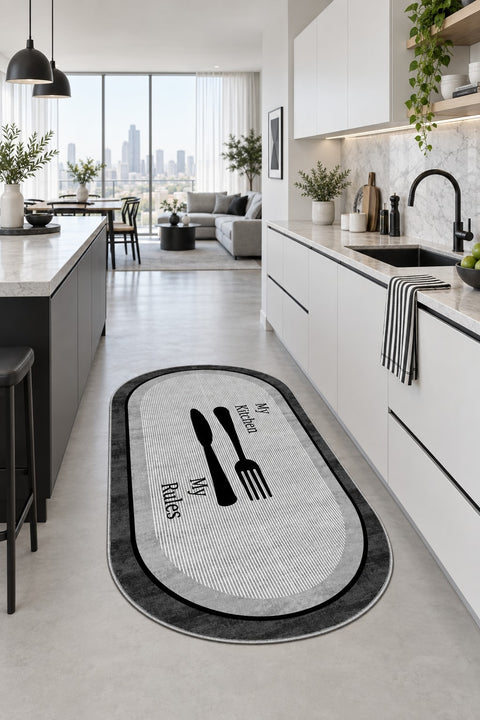 Striped Modern Kitchen Rug – Multicolor in a kitchen